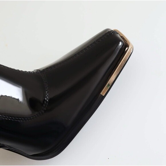 Sun gurg women’s knee high boots W/ Zipper Square Toe stiletto Size 7 Black NEW - Picture 7 of 7